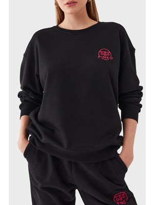 Pinko % 100 Pamuk Bisiklet Yaka Oversize Kadın Sweatshirt 101831 A162 Z99