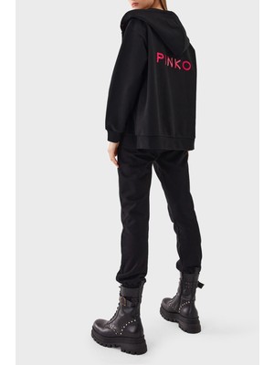 Pinko % 100 Pamuk Fermuarlı Kapüşonlu Relaxed Fit Kadın Sweatshirt 101133 A162 Z99