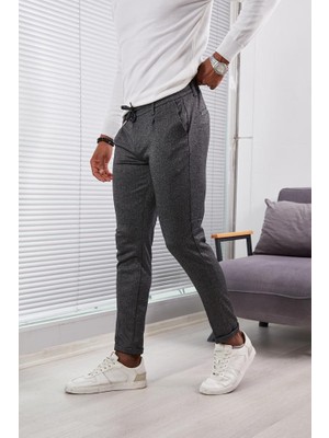 Jack Caprio Kışlık Erkek Slım Fıt Yüksek Kaliteli Jogger Pantolon Likralı Pileli Duble Paça Örme Kumaş