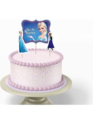 Atölye7 Tasarım 9 Adet Elsa ve Arkadaşları Frozen Karlar Ülkesi Kürdanlı Cupcake Pasta Süsü Süsleme Kalın Kağıt