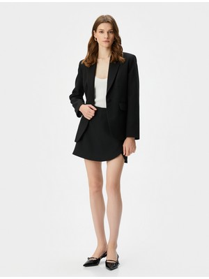Koton Blazer Ceket Tek Düğmeli Kapaklı Cepli