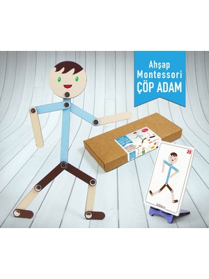 Erkek Figür Ahşap Çöp Adam Montessori Yapboz Aktivite Eğitici Ahşap Oyuncak