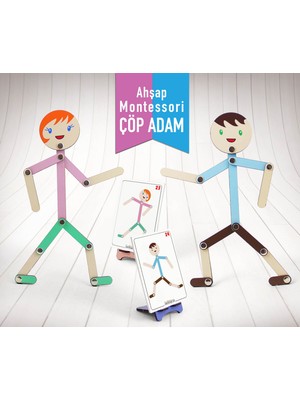 Kız Erkek Figür Ahşap Çöp Adam Montessori Yapboz Aktivite Eğitici Ahşap Oyuncak