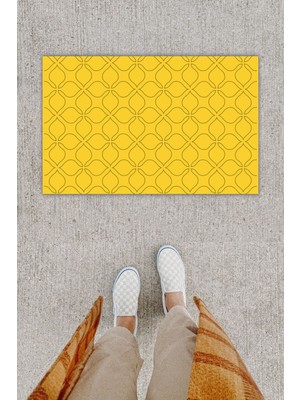 Dijital Baskı Dekoratif Motif Sarı Kapı Önü Paspası