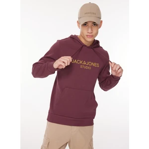 Jack & Jones Kapüşon Yaka Bordo Erkek Sweatshirt 12261177_JORLOUI Sweat Hood Exc