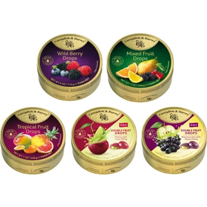 Cavendish & Harvey 5’li Böğürtlen, Karışık Meyve, Tropik Meyve, VişneMisket Limonu ve ÜzümElma Aromalı Şekerler