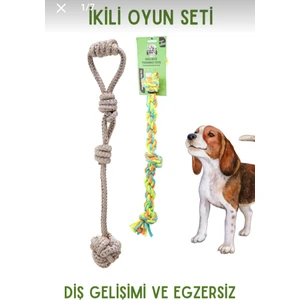 Proud Wave Köpek Oyuncağı Ikili Toplu Çekiştirmeli Halat - Diş Ipi - Pamuk Ipliği Köpek Oyuncağı - Ikili Set Ikili-Oyuncak