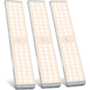 LED Dolap Işığı, 60 LED Şarj Edilebilir Hareket Sensörlü Dolap Işığı Dolap Altı Işığı, Gardırop, Merdiven, Yatak Odası, 3'lü Paket (Yurt Dışından)