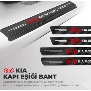 Fruens Kia Logolu Karbon Kapı Eşiği Koruyucu Bant Folyo 4'lü Set
