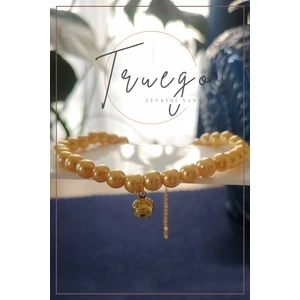 Renkli Inci Kedi Kolyesi Zilli Kedi Tasması - Gold