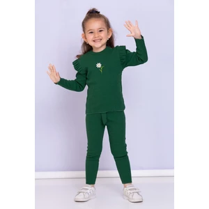 Jojo Bambino Kız Bebek Çocuk Papatyalı Fitilli Kaşkorse Uzun Kollu Tayt 2'li Takım