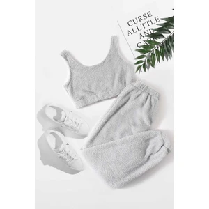 Merry See Kolsuz Askılı Peluş Polar Alt Üst Pijama Takımı