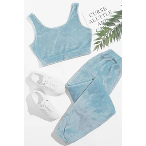 Merry See Kolsuz Askılı Peluş Polar Alt Üst Pijama Takımı
