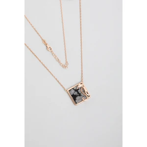 So CHIC Dalmaçyalı Taşlı 18 Ayar Rose Altın Kaplama 47 cm Gümüş Kolye