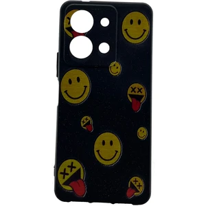 Vivo Y36 Kılıf Tasarım Siyah Emoji Gülen Yüz Desenli Telefon Kapağı Tam Koruma