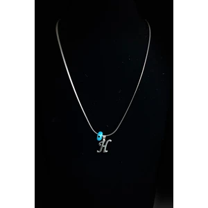 Moda Caprea Caprea Çelik H Harfi Nazarlı Harf Kolye Gümüş Renkli Kararmaz Italyan Zincir Kadın Kolye 45 cm