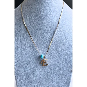 Moda Caprea Çelik Nazar Harf Kolye Altın Renkli Kararmaz Italyan Zincir Kadın Kolye 40 5 cm E Harfi