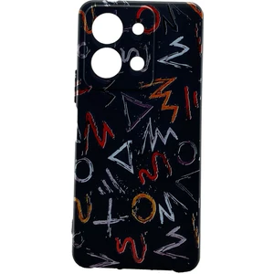 Vivo Y36 Kılıf Tasarım Siyah Renkli Semboller Desenli Telefon Kapağı Tam Koruma
