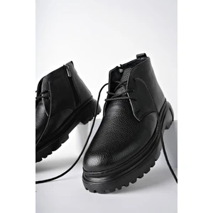 Foden Garantili Hakiki Deri Fermuarlı Içi Kürklü Eva Taban Erkek Kışlık Bot