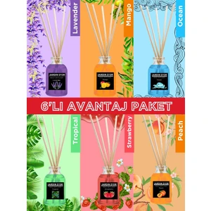 Jardin D'or 6'lı Avantaj Paket Çubuklu Oda Kokusu (Lavender-Ocean-Mango-Tropıcal-Strawberry-Peach)