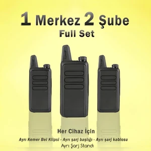 Hesaplidepom Çaycı Telsizi 1 Merkez 2 Şube Kulaklık Hediyeli Full Set