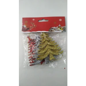Patladı Gitti Yılbaşı Ağaç Süsleme Seti Simli 10 cm Rengarenk Çam Ağacı  3 Adet