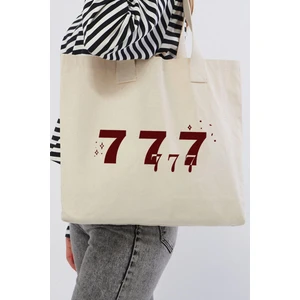 Çınar Bez Çanta 777 Baskılı Yatay Kanvas Çanta