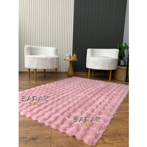Bubble Tavşan Post Yumuşacık Tavşan Tüyü Kaymaz Yıkanabilir Pembe