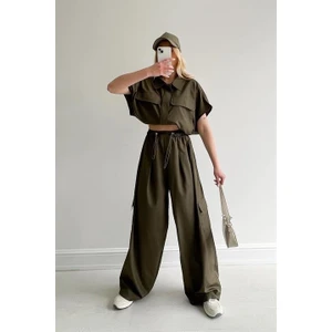 Paraşüt Kumaş Beli Lastikli Relax Pantalon