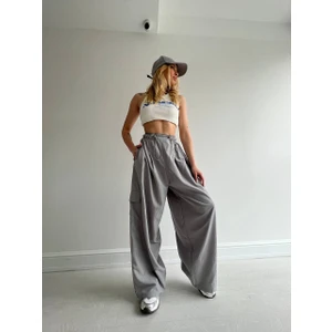 Paraşüt Kumaş Beli Lastikli Relax Pantalon