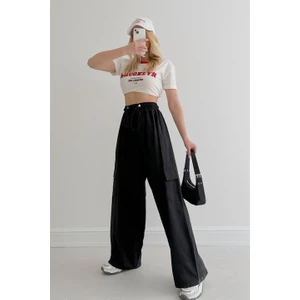 Paraşüt Kumaş Beli Lastikli Relax Pantalon