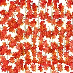 12 Tellerinin Güz Akçaağaç Yaprakları Sonbahar Ivy Garland Yapay Akçaağaç Sarmaşıklar Çelenk Sgiving, Noel, Ev Dekorları (Yurt Dışından)