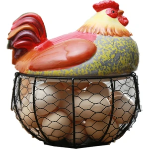 Seramik Yumurta Tutucu Tavuk Tel Yumurta Sepeti Meyve Sepeti Koleksiyonu Tavuk Süsler Dekorasyon Mutfak Depolama 19CMX22CM(B) (Yurt Dışından)