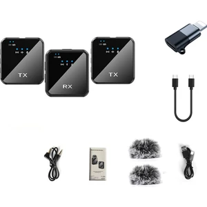 Kablosuz Gürültü Önleyici Mikrofon Sistemi Taşınabilir Yaka Klipsi Mikrofon Podcast Röportaj Kamerası Video Kaydı (Yurt Dışından)