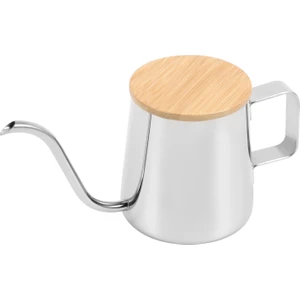 350ML Uzun Dar Borulu Cezve Gooseneck Su Isıtıcısı Paslanmaz Çelik El Damlama Su Isıtıcısı Ahşap Kapaklı Kahve ve Çaydanlık Üzerine Dökün (Yurt Dışından)