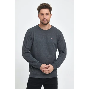 Erkek Antrasit Bisiklet Yaka Nakış Detaylı  Regular Fit Sweatshirt