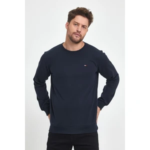 Erkek Lacivert  Bisiklet Yaka Nakış Detaylı  Regular Fit Sweatshirt