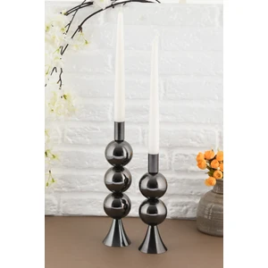 TR Turan Collection Elit 2'li Şamdan Seti Platin Renk Dekoratif Metal Mumluk