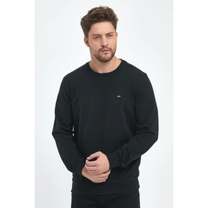 Erkek Siyah Bisiklet Yaka Nakış Detaylı  Regular Fit Sweatshirt