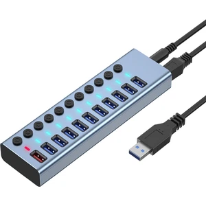 11 Bağlantı Noktalı Usb3.0 Ayırıcı Bilgisayar Genişletici USB Hub 2.4A Hızlı Şarj Bağlantı Noktası Harici 12V Güç Kaynağı - Abd Tak (Yurt Dışından)