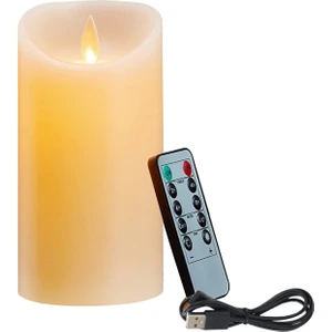 LED Mumlar, Titreşen Alevsiz Mumlar, Şarj Edilebilir Mum, Uzaktan Kumandalı Gerçek Balmumu Mumları, 10CM A (Yurt Dışından)