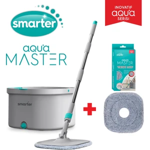 SMARTER AQUA MASTER TEMİZLİK SETİ + YEDEK MOP TEMİZ & KİRLİ SUYU AYIRMA ÖZELLİĞİ OTOMATİK TEMİZLİK SETİ MOP PASPAS