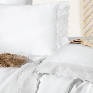 Çift Kişilik Nevresim Takımı Britta Güpürlü V1 Beyaz