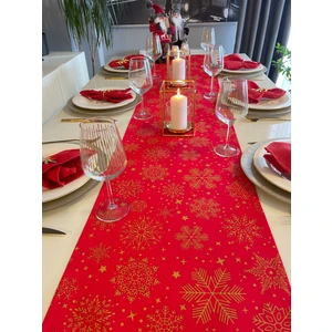 Decamor Home Yeni Yıl Temalı Kırmızı Uzun Runner Yılbaşı Özel Masası