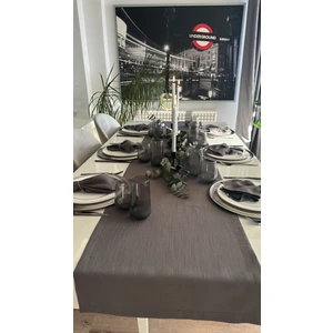 Decamor Home Dertsiz Leke Tutmaz Keten Dokulu Füme Koyu Gri Runner