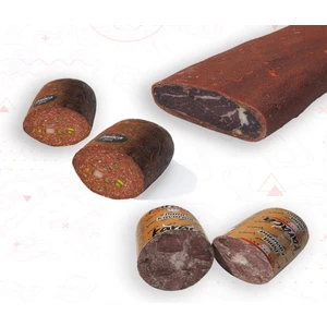 Karaca Sucukları  Göden Antep Fıstıklı ve Hellim Peynirli Sucuk 250 gr Bonfile Kuşgömü Çemensiz Pastırma 250 gr Blok Dana Kavurma 250 gr