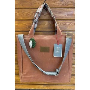 Sofist İstanbul Kiremit Rengi Pera Waxed Canvas Tote Bag Mumlu Kanvas Ayarlanabilir Askılı Kadın Kol ve Omuz Çantası