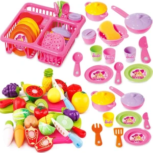 Oyuncak Bulaşıklık Tabak Tencere Set + 22 Parça Kesilebilen Oyuncak Meyve  Sebze Set Depomiks