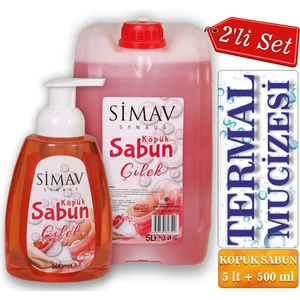 Simav Synaus Termal Sulu Çilek Özlü Köpük Sabun Seti 2'li - 5 lt + 500 ml