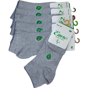 6 Çift Bambu Kısa Spor Dikişsiz Burunlu Kadın Patik Çorap - Gri